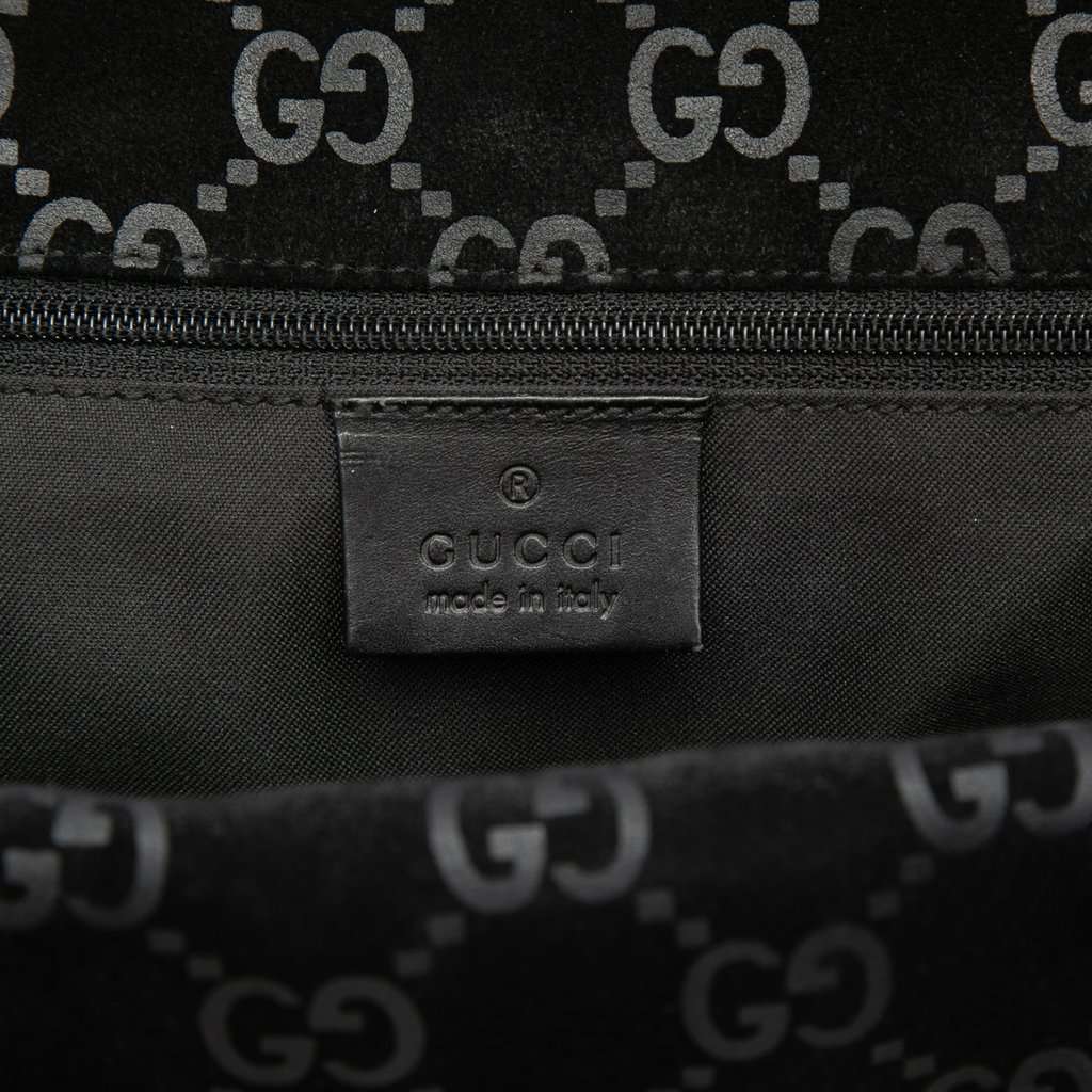 Gucci GG Suede Jackie Backpack Black Leather Very good condition - Box View