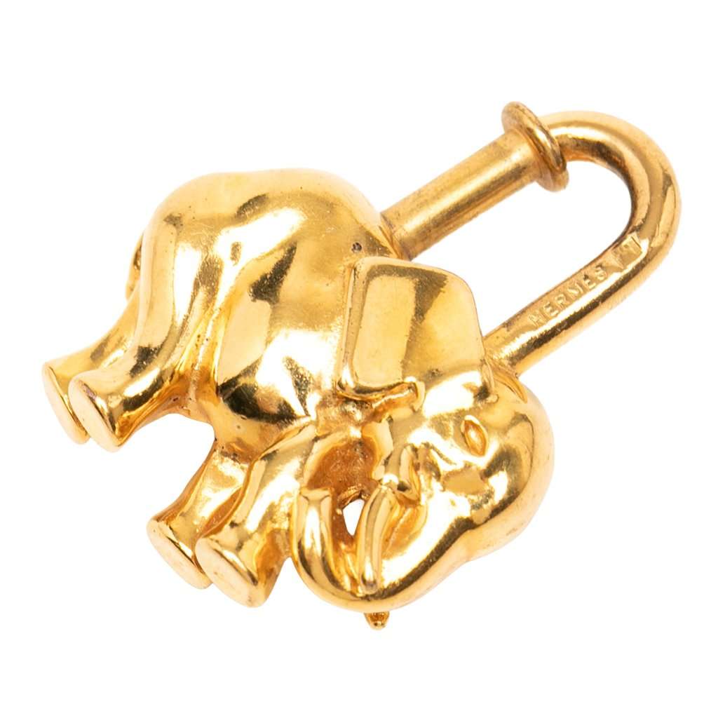 Hermès Gold Plated Elephant Cadena Lock Charm Gold Metal Very good condition - Back View