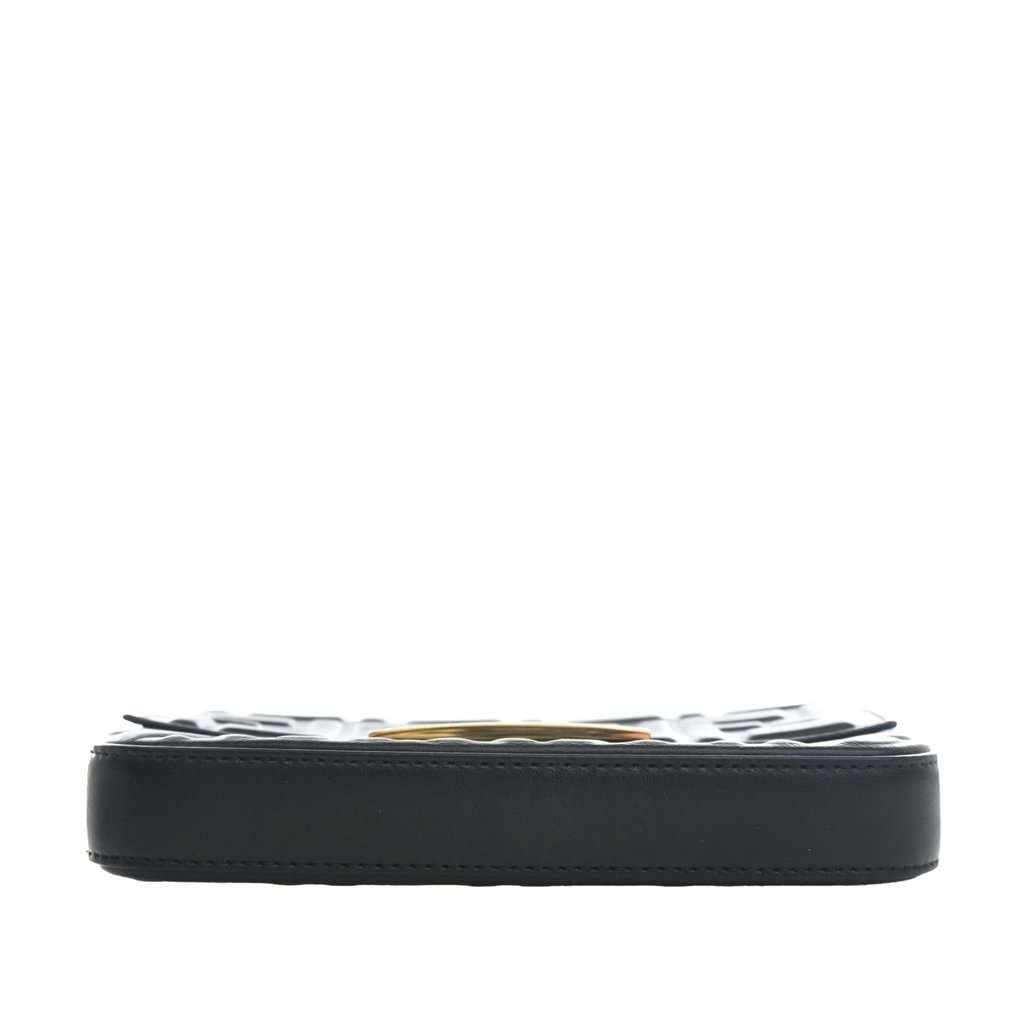 Fendi Zucca Embossed Leather Baguette Phone Pouch Satchel Black Leather Very good condition - Box View