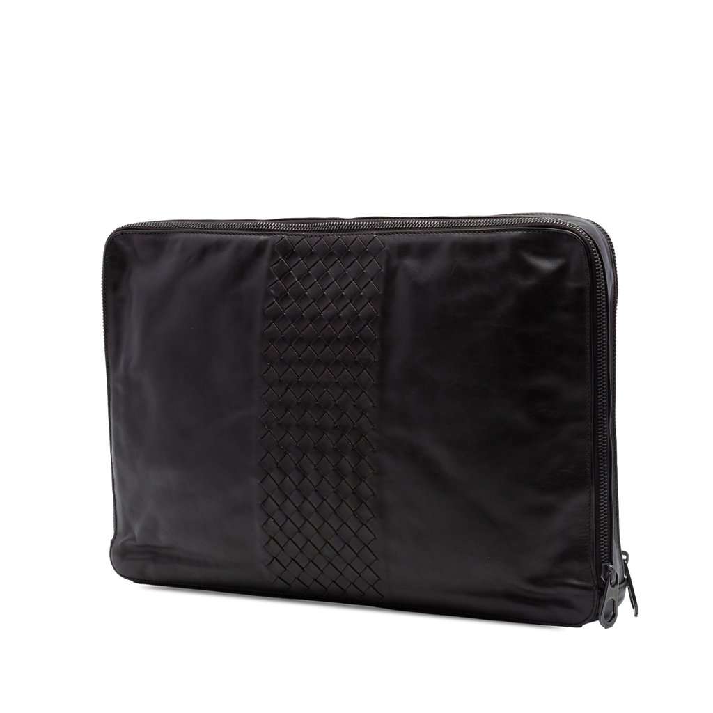 Bottega Veneta Intrecciato Trimmed Nappa Document Case Brown Leather Very good condition - Back View