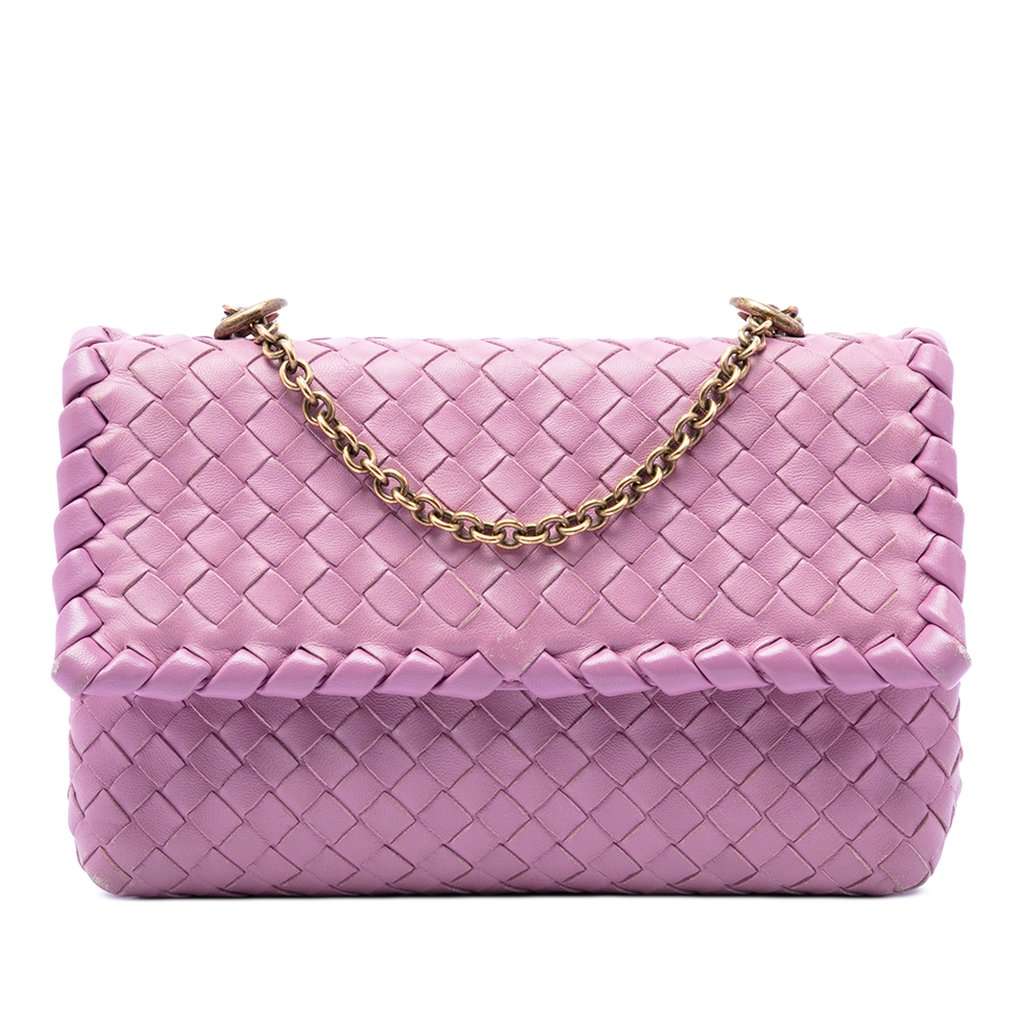 Bottega Veneta Baby Nappa Intrecciato Olimpia Crossbody Pink Leather Very good condition - Front View