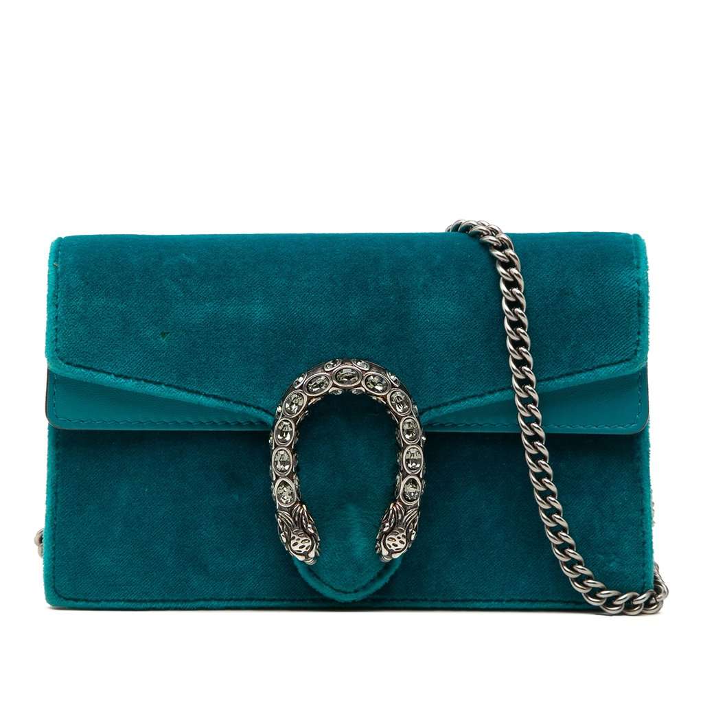 Gucci Mini Velvet Dionysus Crossbody Blue Very good condition - Front View