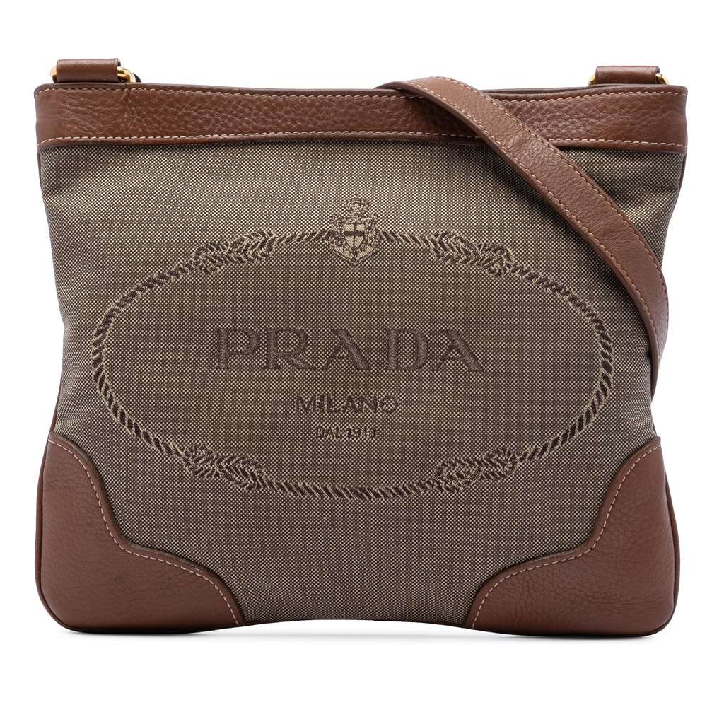 Prada Canvas Canapa Logo Crossbody Beige Good condition - Front View