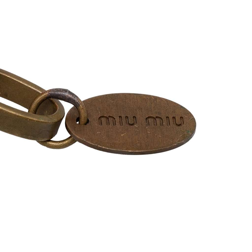 Miu Miu Gold Plated Strass Stone and Leather Choker Necklace Gold Metal Very good condition - Inside View