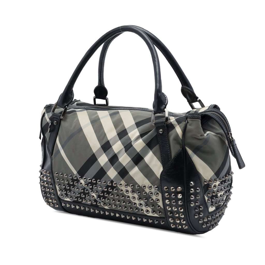 Burberry Studded Beat Check Nylon Satchel MultiColor Good - Back View