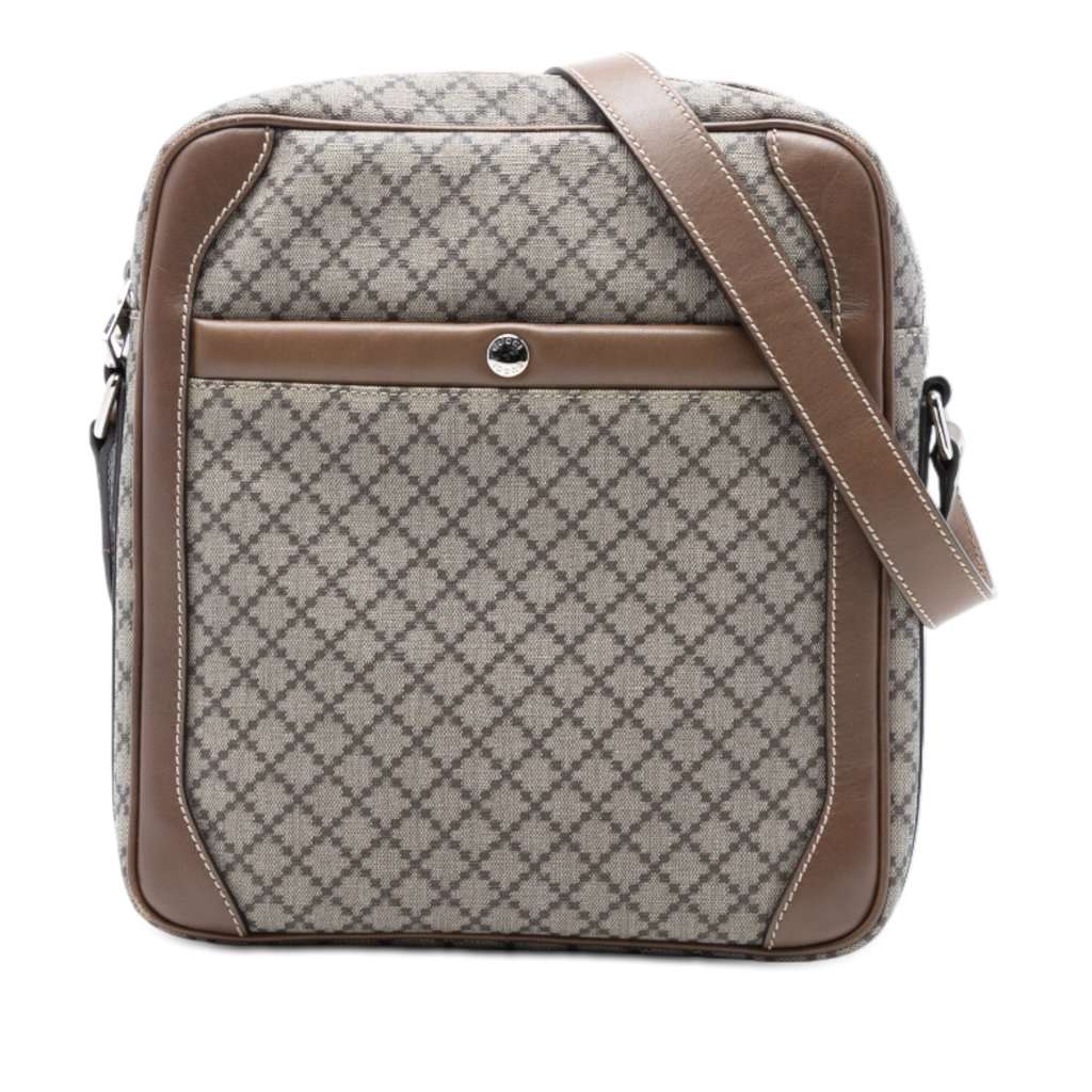 Gucci Diamante Coated Canvas Zip Crossbody Beige Very good condition - Front View