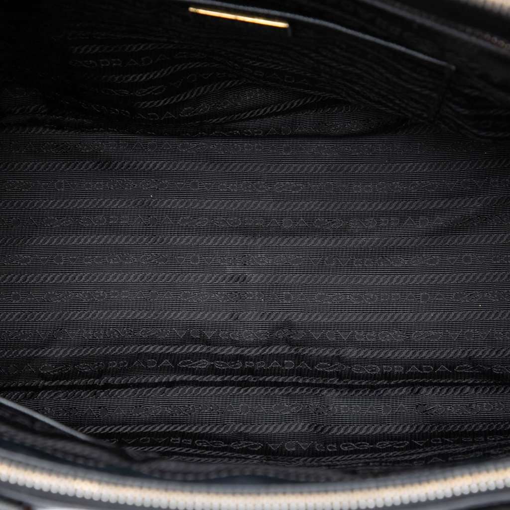 Prada Medium Saffiano Lux Galleria Double Zip Satchel Black Leather Good - Model View