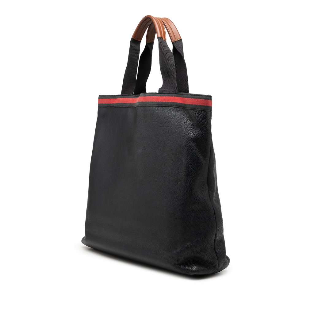 Gucci Calfskin Web Tote Black Leather Very good condition - Back View