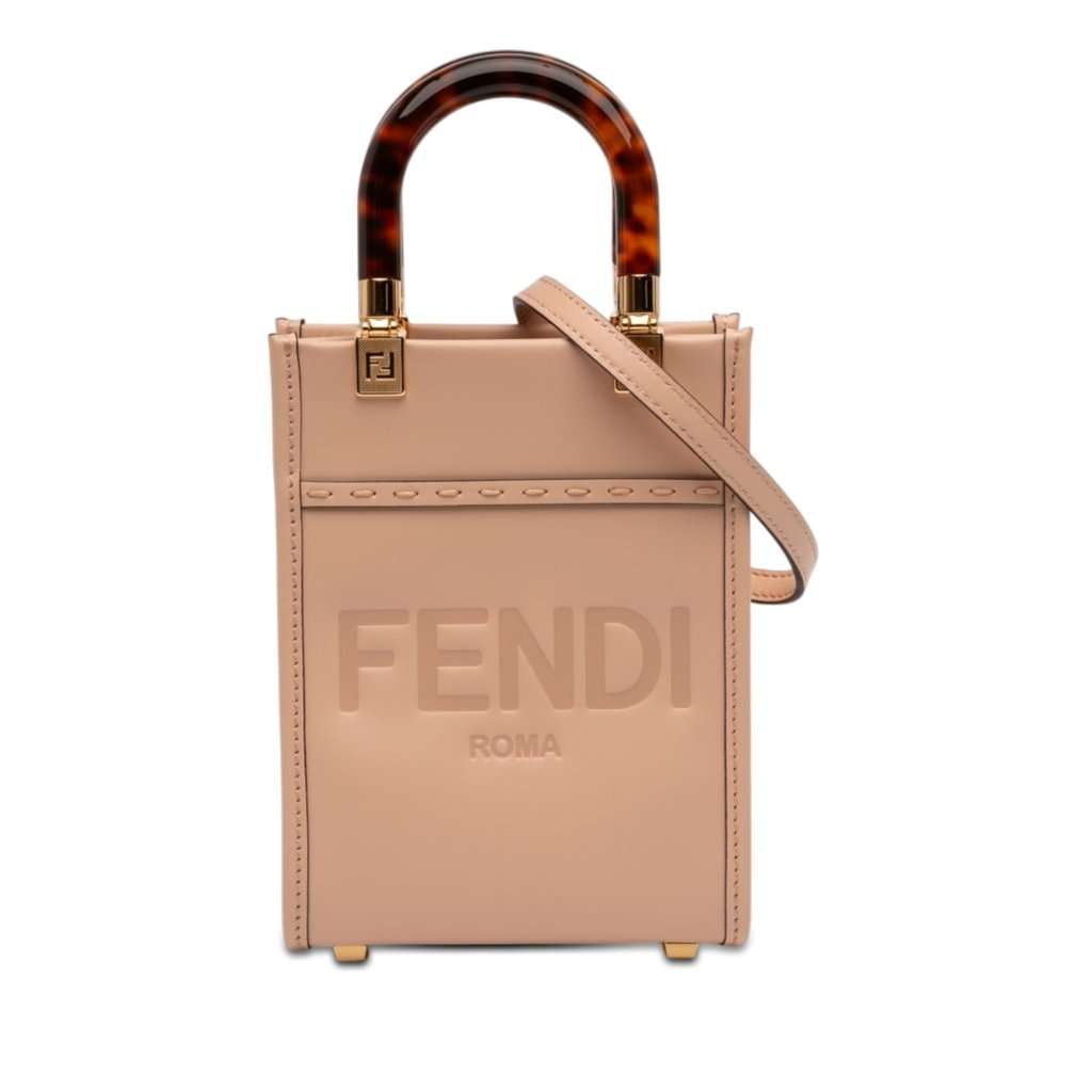 Fendi Mini Leather Sunshine Shopper Tote Pink Leather Never worn - Front View