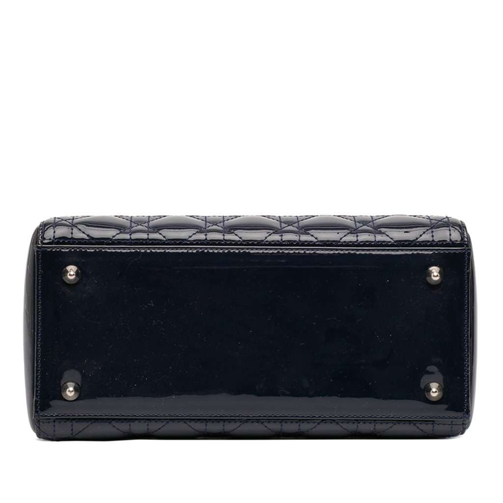 Dior Medium Patent Cannage Lady Dior Blue Leather Very good condition - Inside View