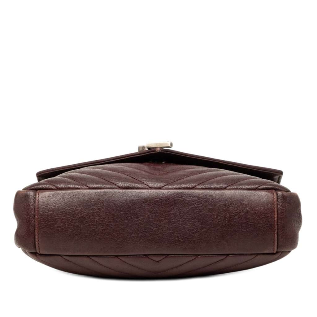 Saint Laurent Medium Quilted Chevron Sheepskin College Satchel Red Leather Very good condition - Inside View