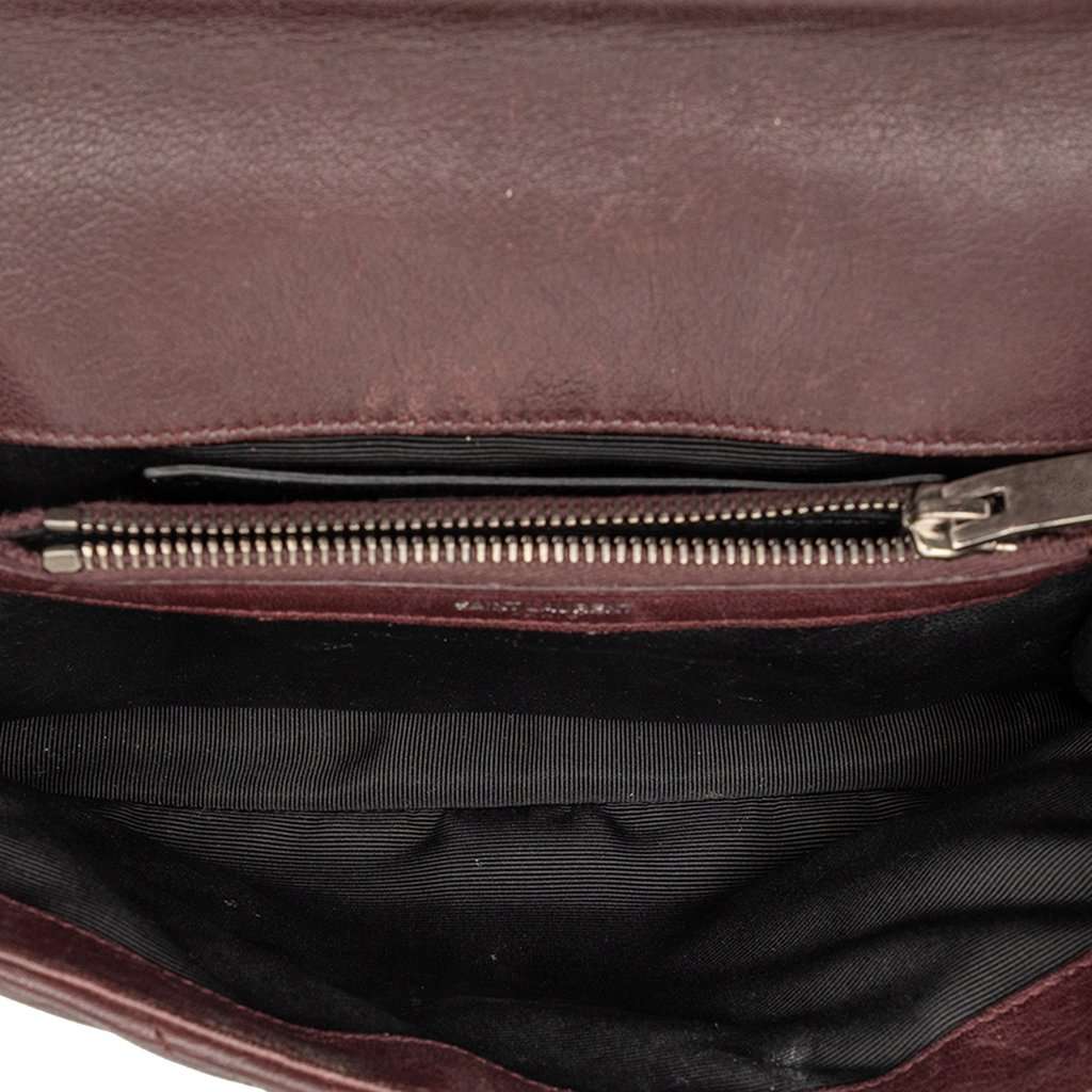 Saint Laurent Medium Quilted Chevron Sheepskin College Satchel Red Leather Very good condition - Model View