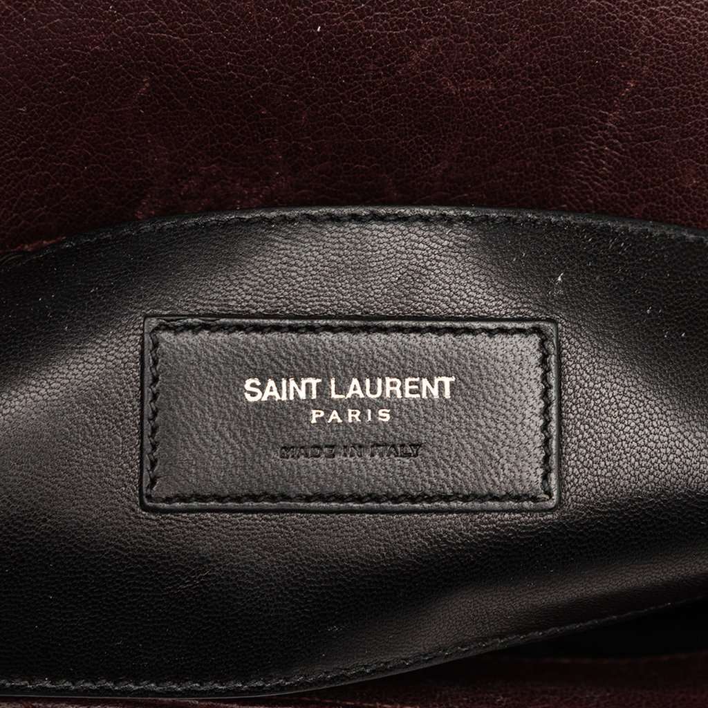 Saint Laurent Medium Quilted Chevron Sheepskin College Satchel Red Leather Very good condition - Box View