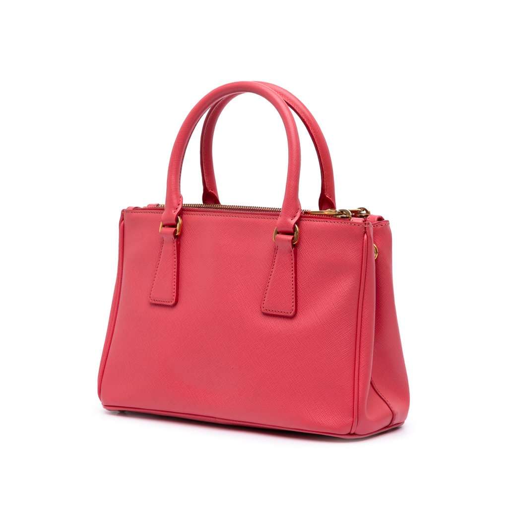 Prada Mini Saffiano Lux Galleria Double Zip Satchel Pink Leather Very good condition - Back View