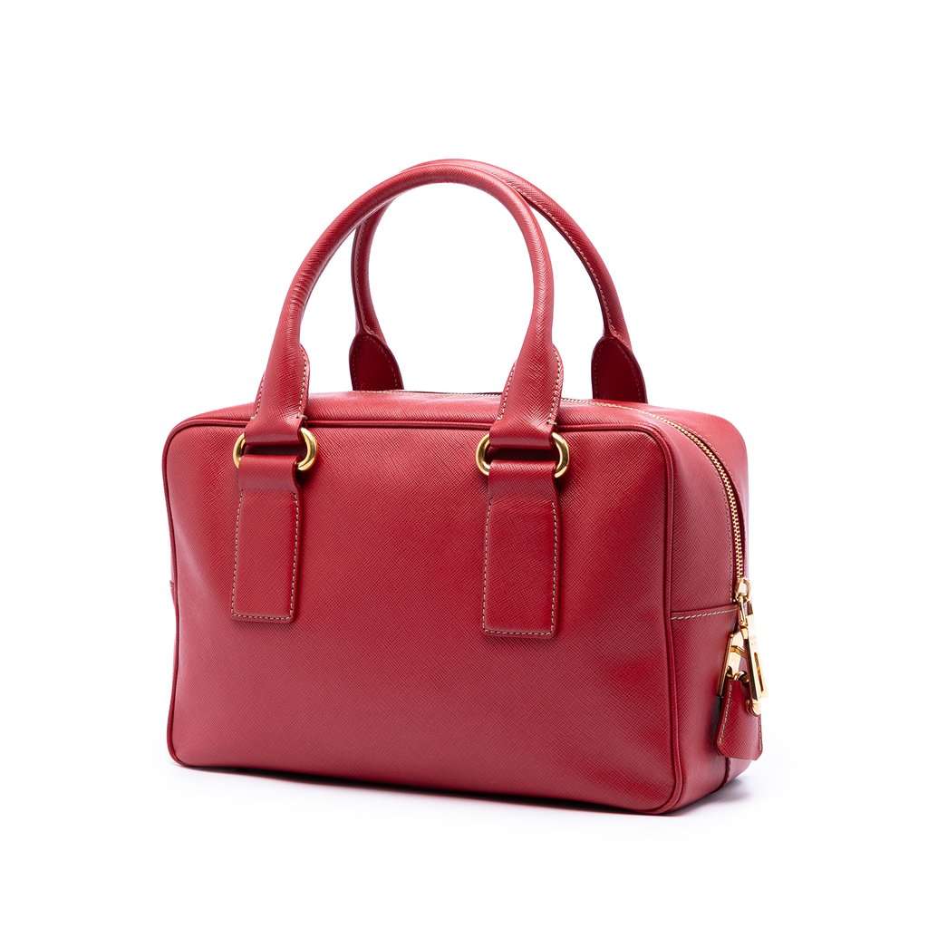 Prada Saffiano Lux Handbag Red Leather Very good condition - Back View