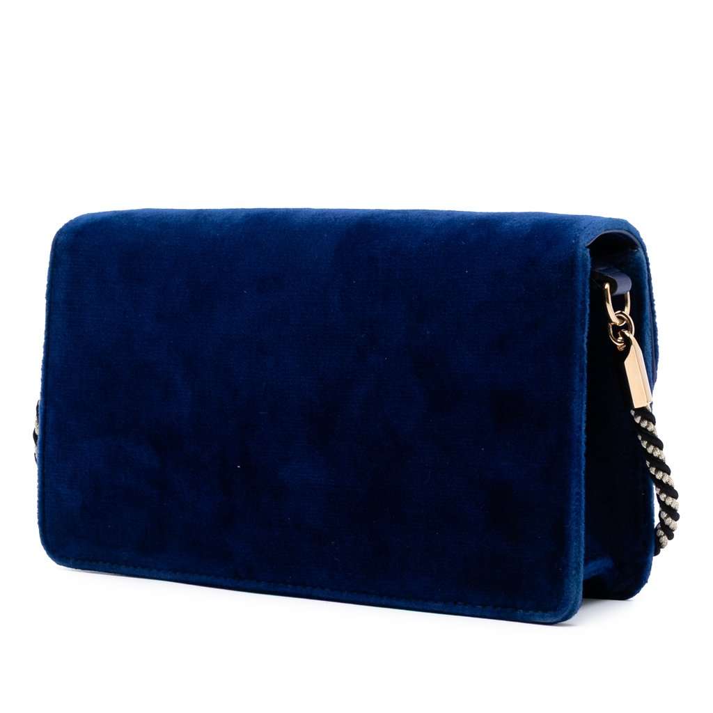 Gucci Crystal G Velvet Broadway Crossbody Blue Very good condition - Back View