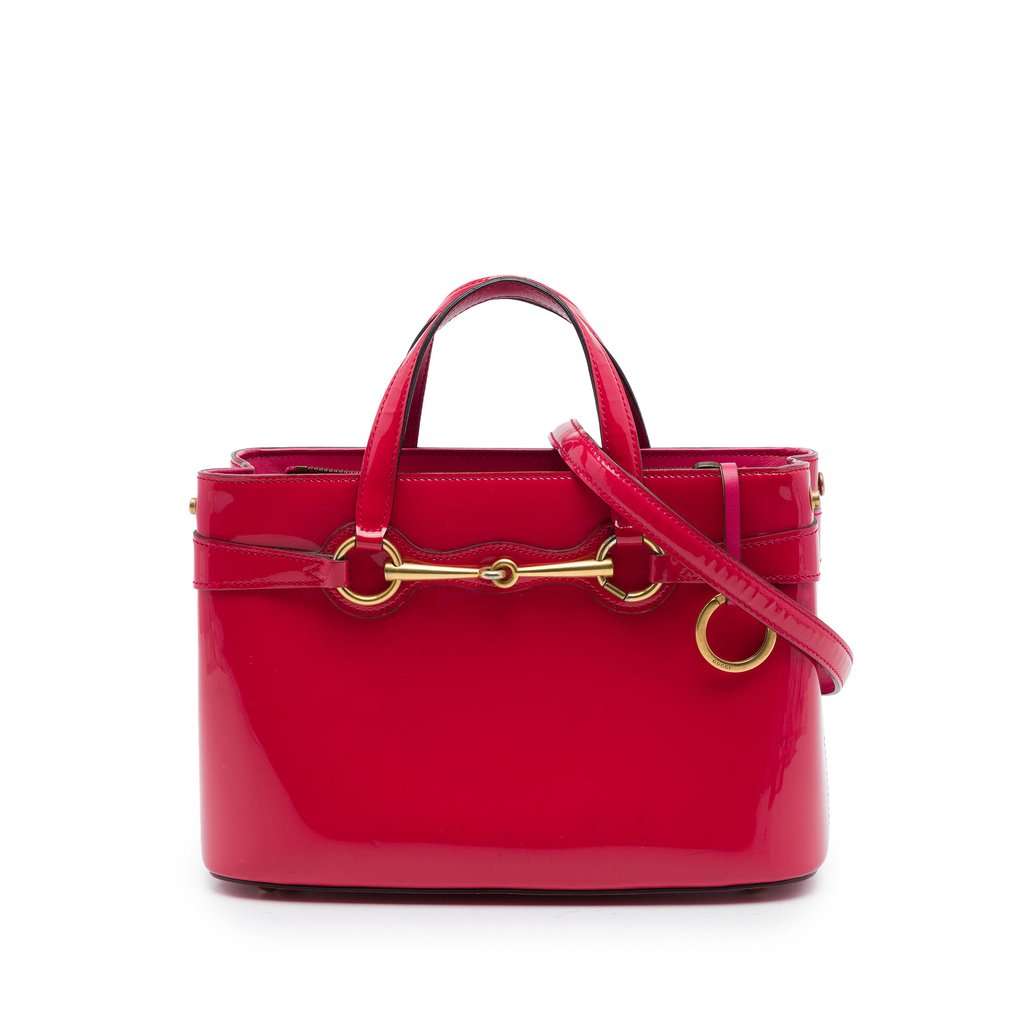 Gucci Patent Bright Bit Satchel Pink Leather Very good - Front View