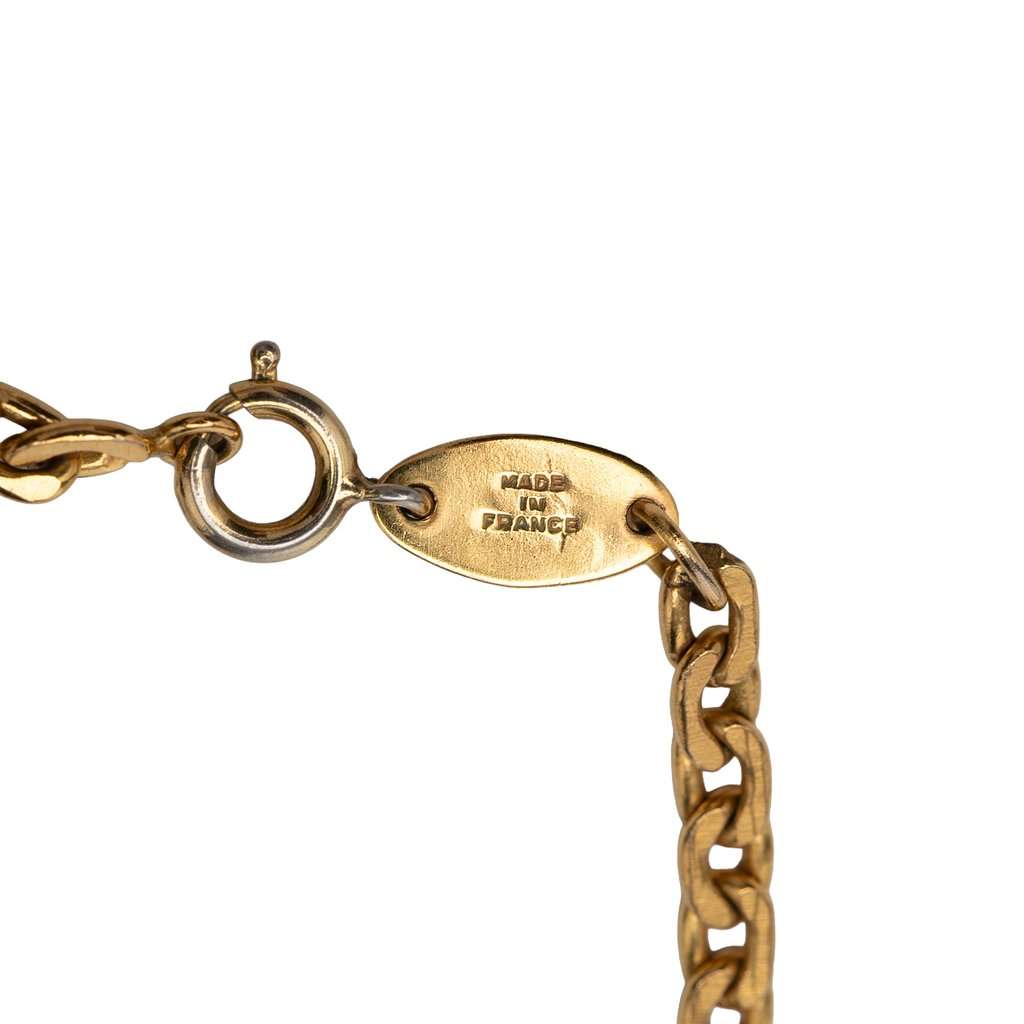 Chanel CC Gold Plated Strass Pendant Necklace Gold Metal Very good condition - Box View