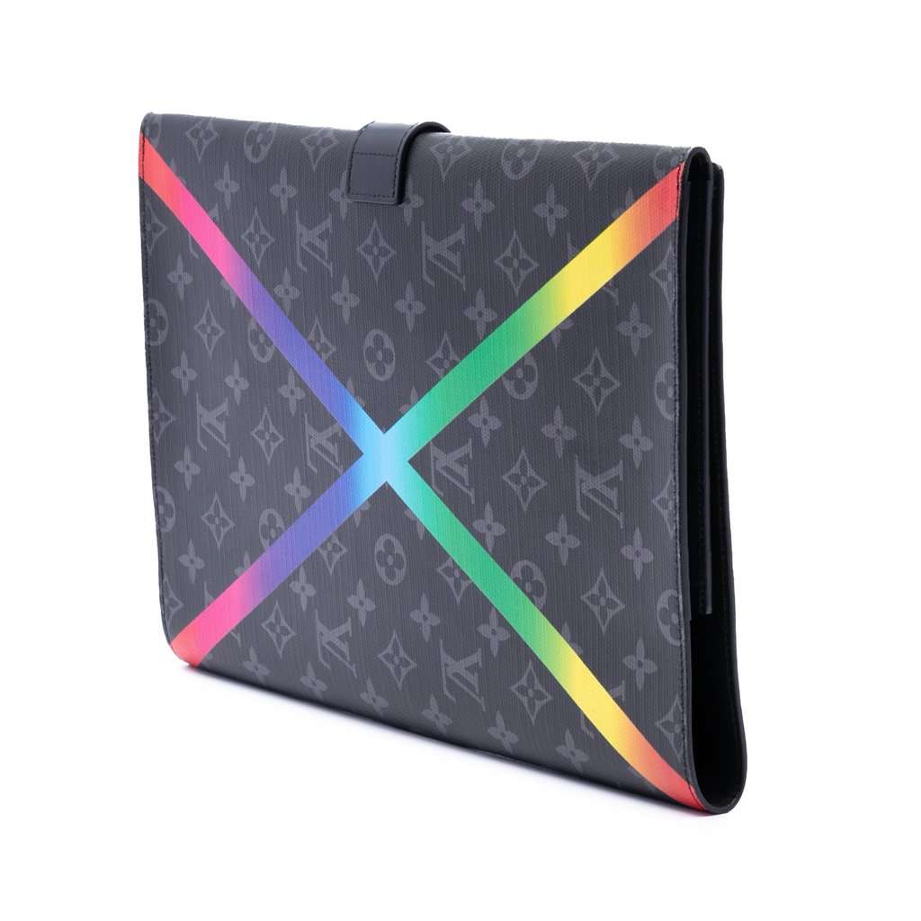 Louis Vuitton Monogram Eclipse Rainbow Franck Folder Black Very good condition - Back View