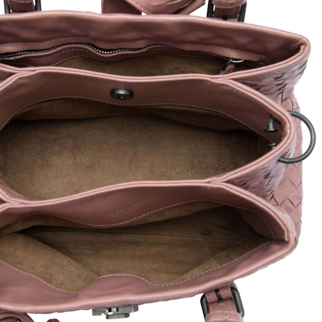 Bottega Veneta Mini Nappa Intrecciato Roma Satchel Pink Leather Very good - Model View