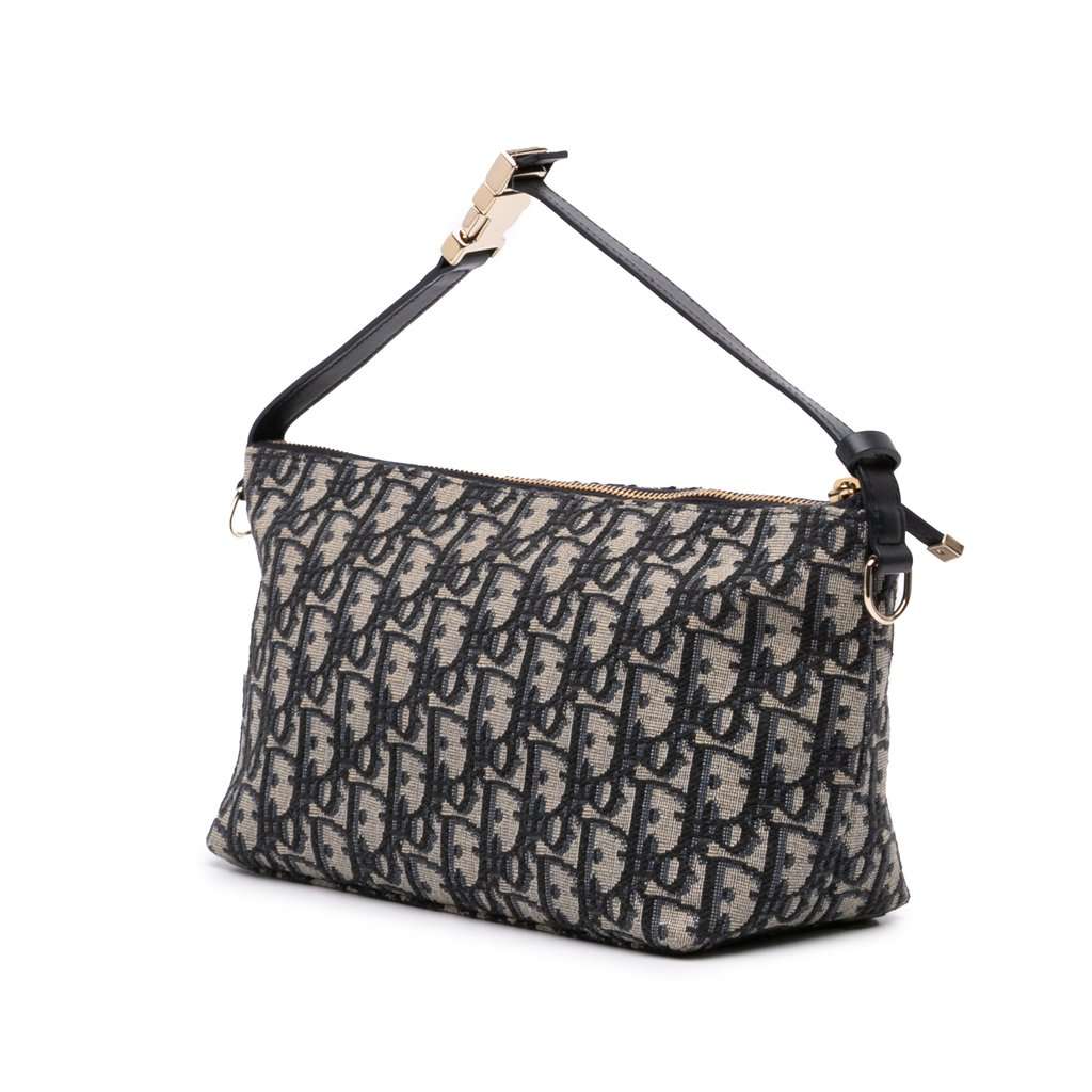Dior Medium Oblique Canvas Diortravel Nomad Pouch Blue Very good condition - Back View