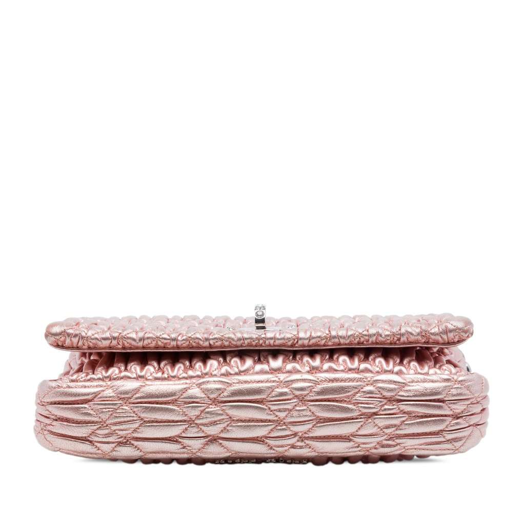 Miu Miu Matelasse Metallic Nappa Crystal Chain Satchel Pink Leather Very good - Inside View