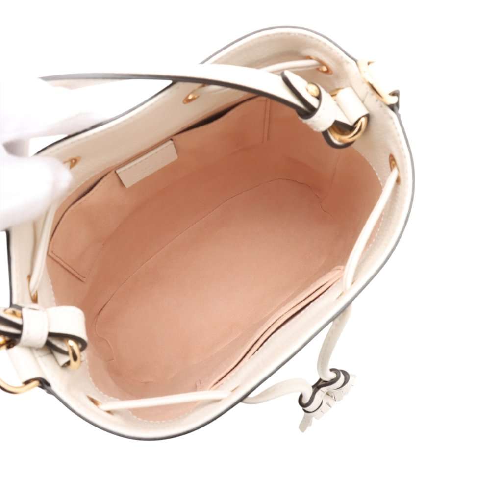 Gucci Small Calfskin Web Ophidia Bucket Bag White Leather Very good condition - Box View