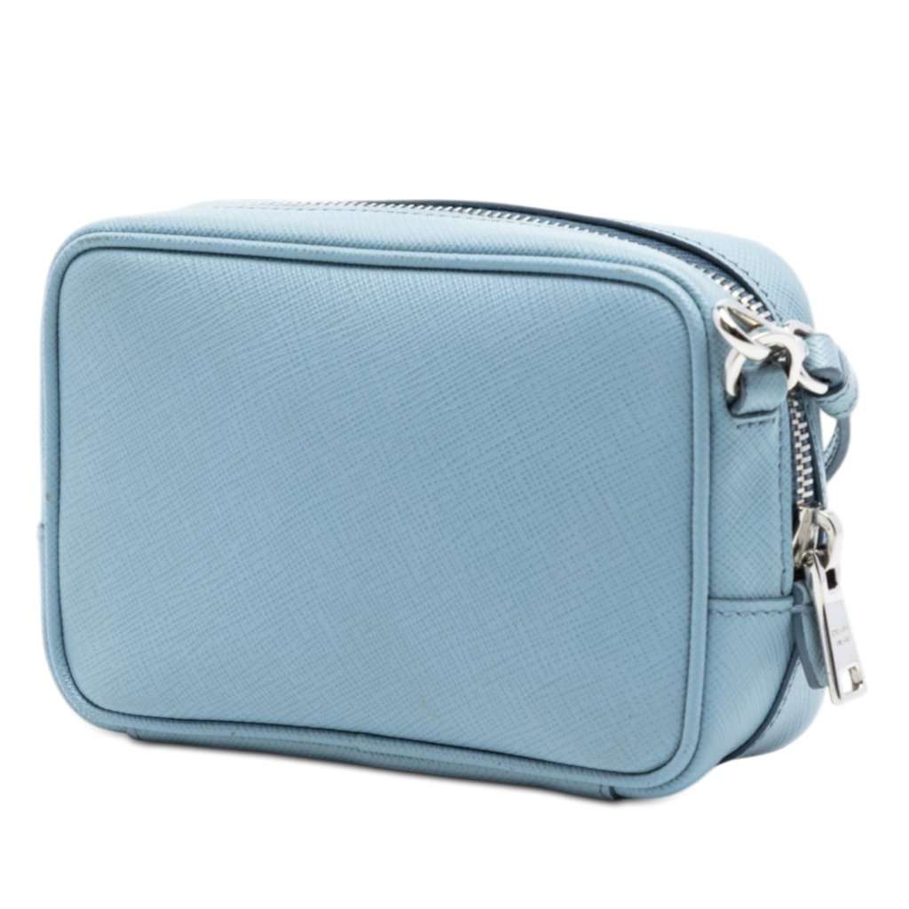 Prada Mini Saffiano Camera Bag Blue Leather Very good - Back View