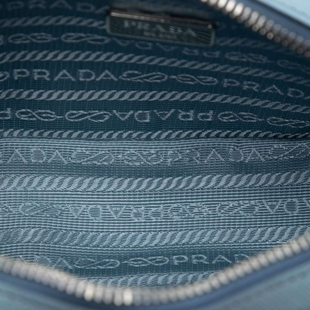 Prada Mini Saffiano Camera Bag Blue Leather Very good - Model View