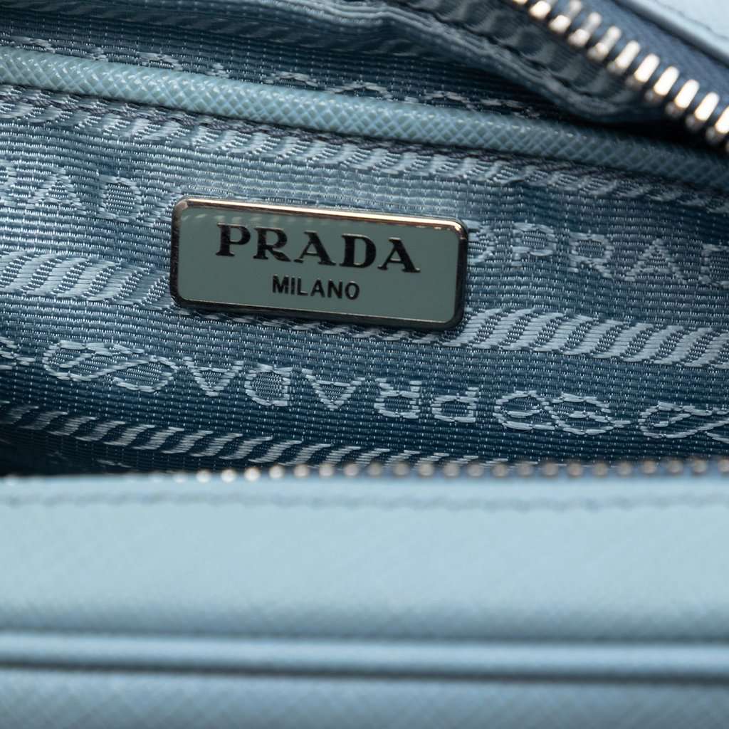 Prada Mini Saffiano Camera Bag Blue Leather Very good - Box View