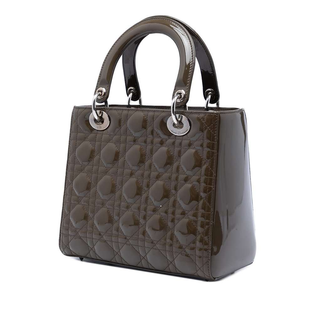 Dior Medium Patent Cannage Lady Dior Brown Leather Very good condition - Back View