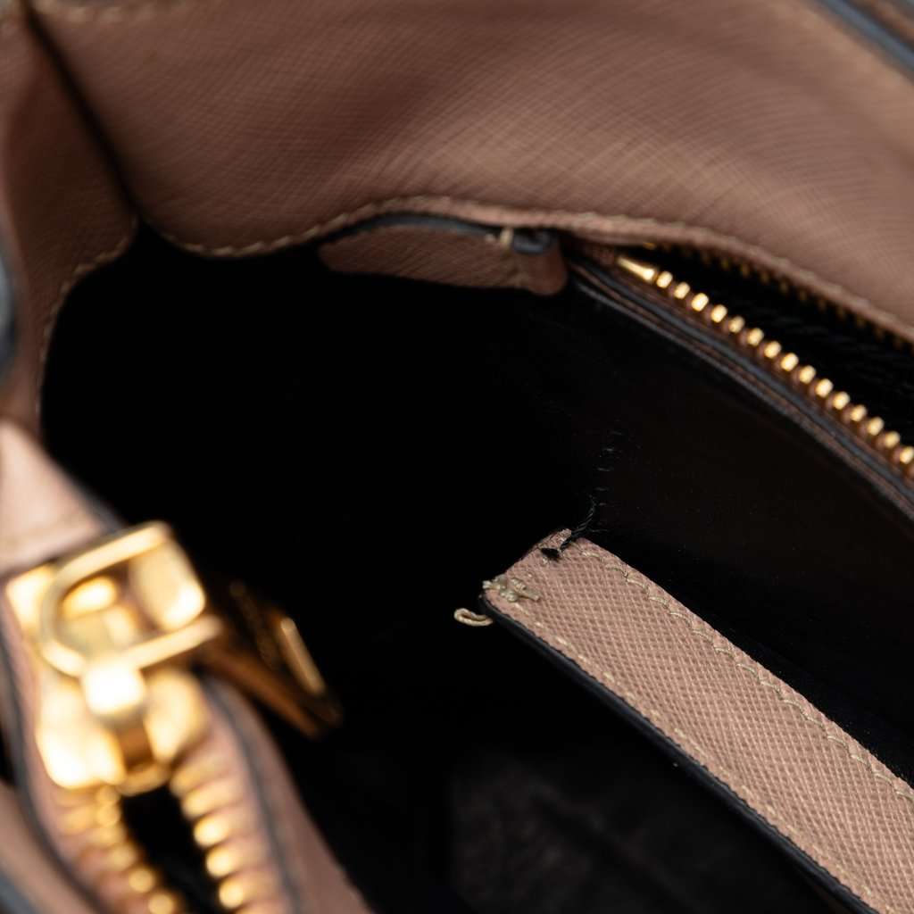Prada Saffiano Soft Triple Pocket Satchel Brown Leather Good condition - Box View