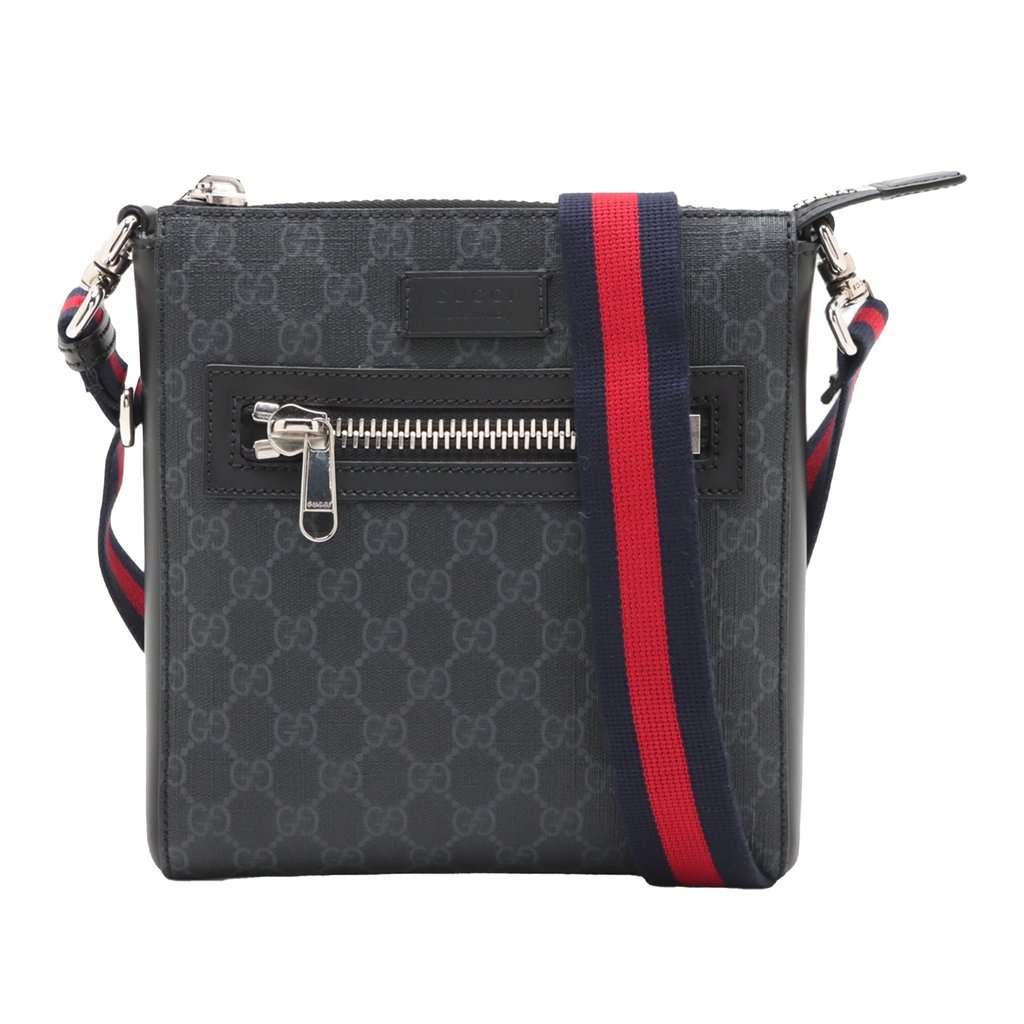 Gucci Small GG Supreme Web Messenger Bag Black Very good condition - Front View