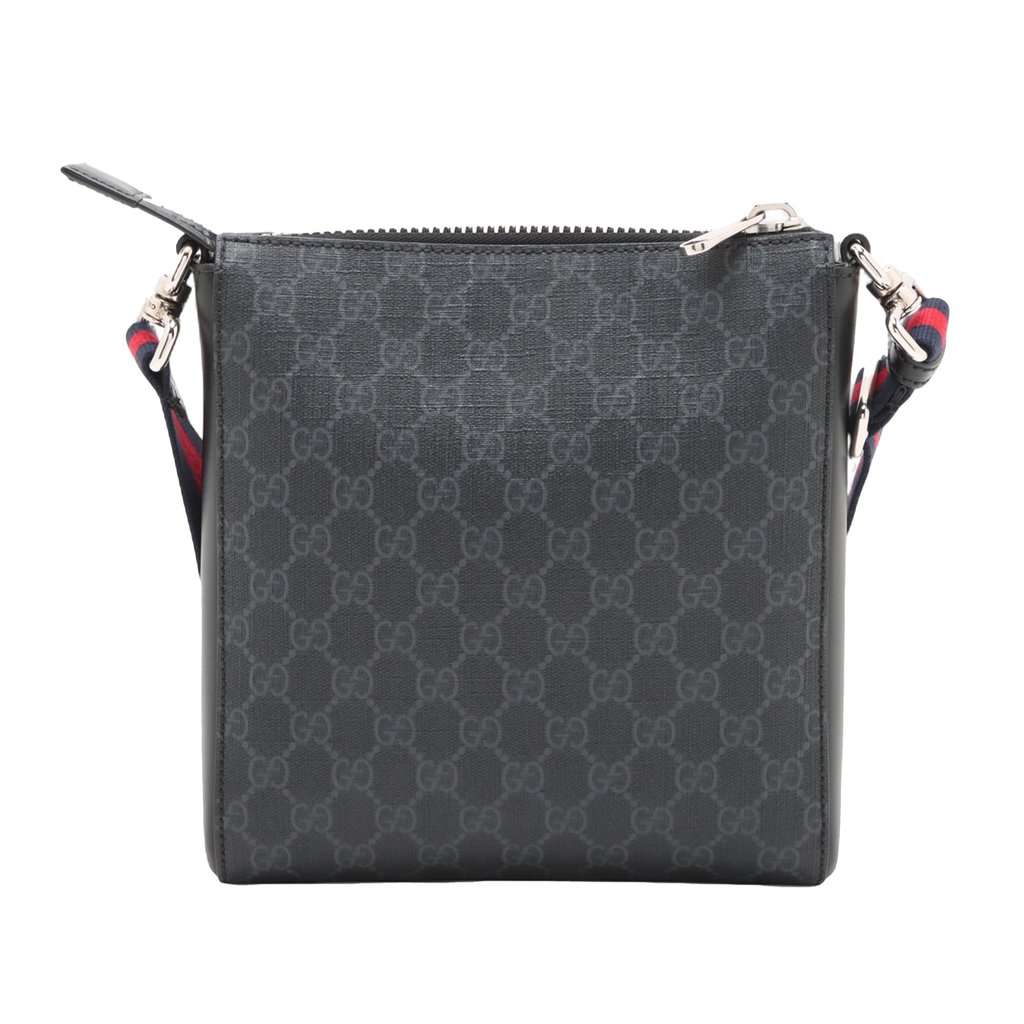 Gucci Small GG Supreme Web Messenger Bag Black Very good condition - Back View