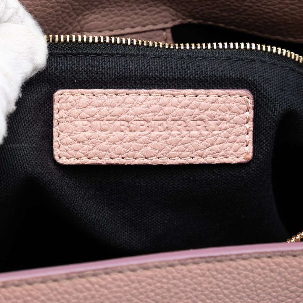 Burberry Medium Calfskin and House Check Banner Satchel Pink Leather Very good - Box View