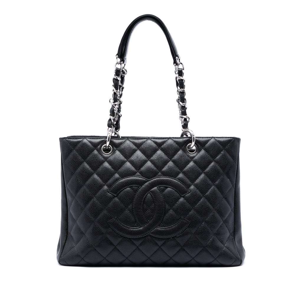 Chanel Caviar Grand Shopping Tote Black Leather Very good condition - Front View