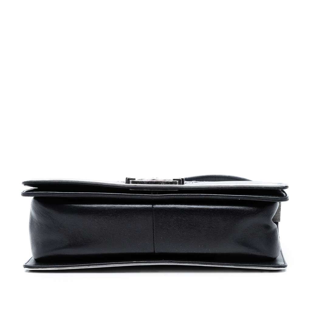 Chanel Old Medium Calfskin Crystal Embellished Boy Flap Silver Leather Very good condition - Inside View