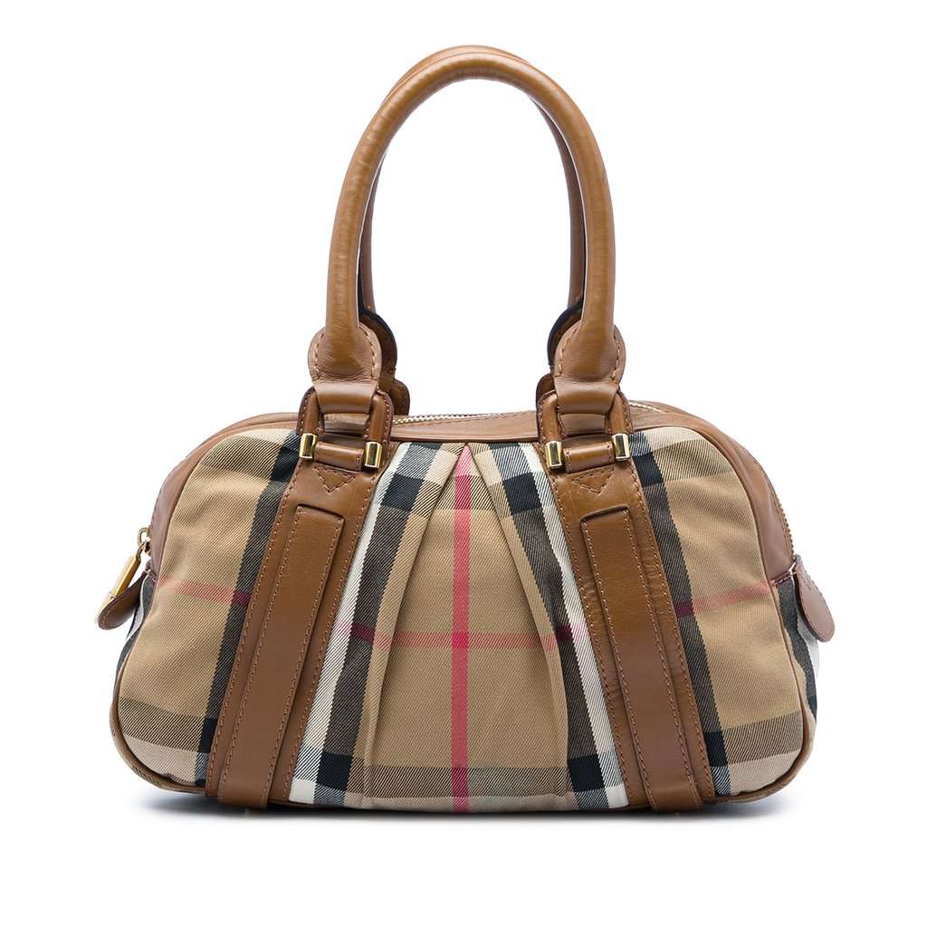 Burberry House Check Canvas Ashbury Knight Handbag Brown Very good - Front View