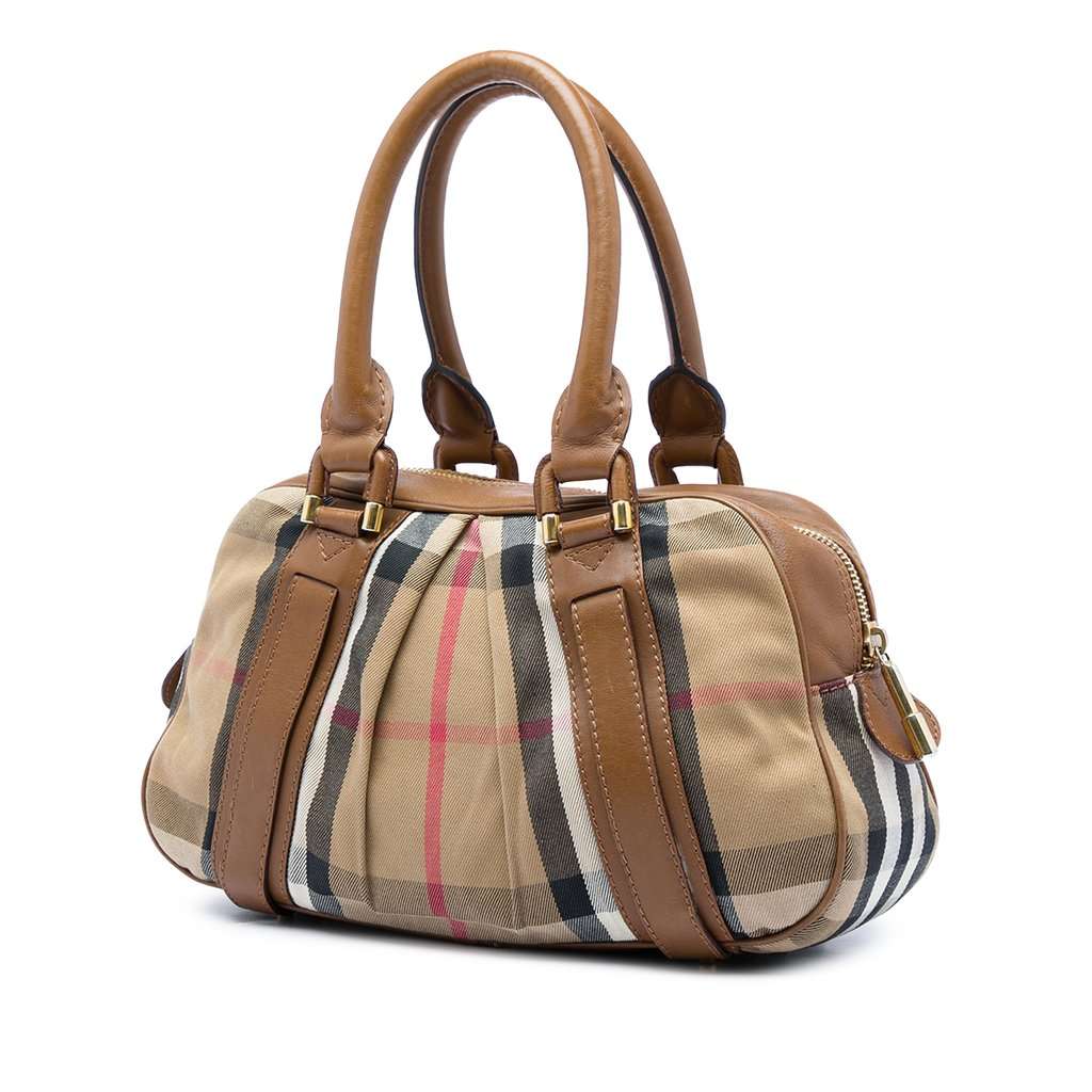 Burberry House Check Canvas Ashbury Knight Handbag Brown Very good - Back View