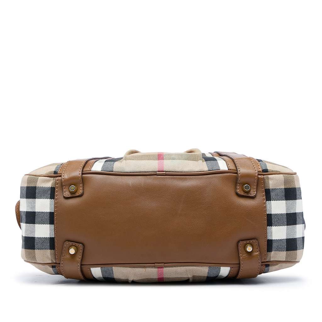 Burberry House Check Canvas Ashbury Knight Handbag Brown Very good - Inside View