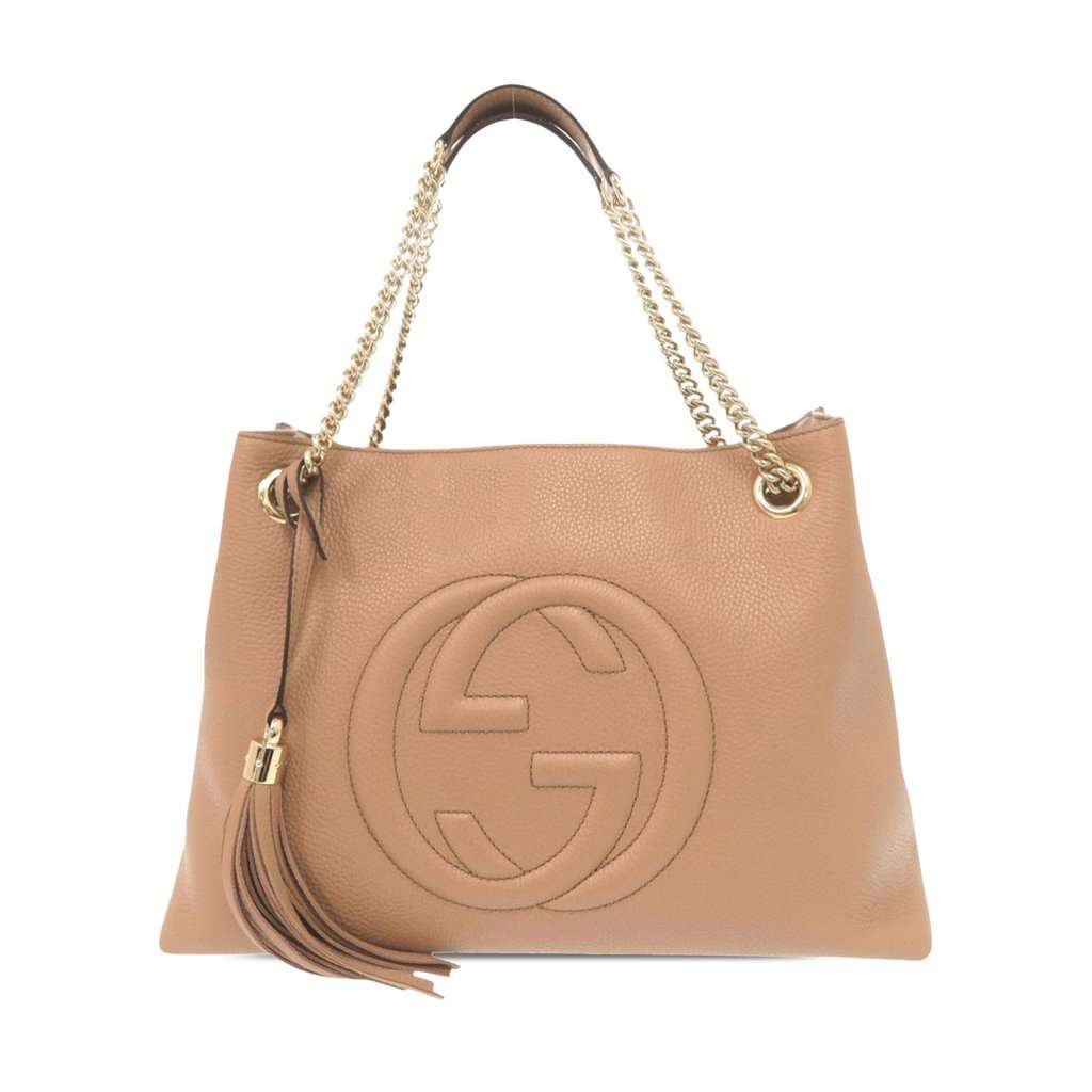 Gucci Medium Calfskin Soho Chain Tote Beige Leather Very good condition - Front View