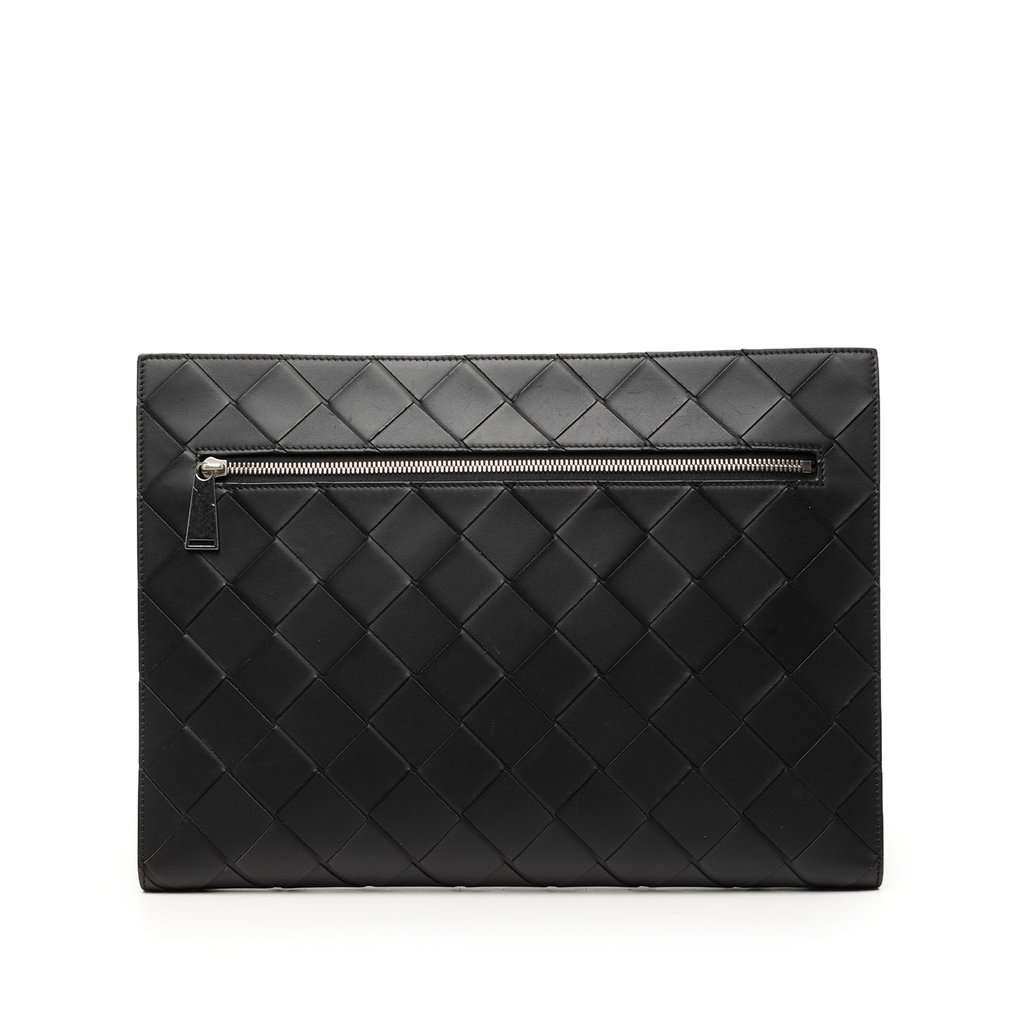 Bottega Veneta Nappa Maxi Intrecciato Document Case Black Leather Very good condition - Front View
