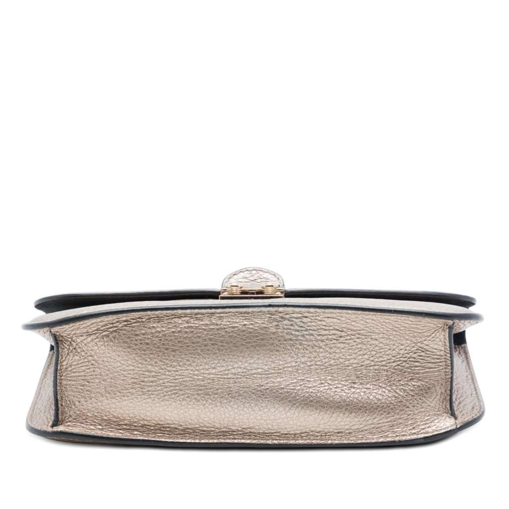Valentino Medium Metallic Leather Rockstud Glam Lock Crossbody Gold Leather Very good - Inside View
