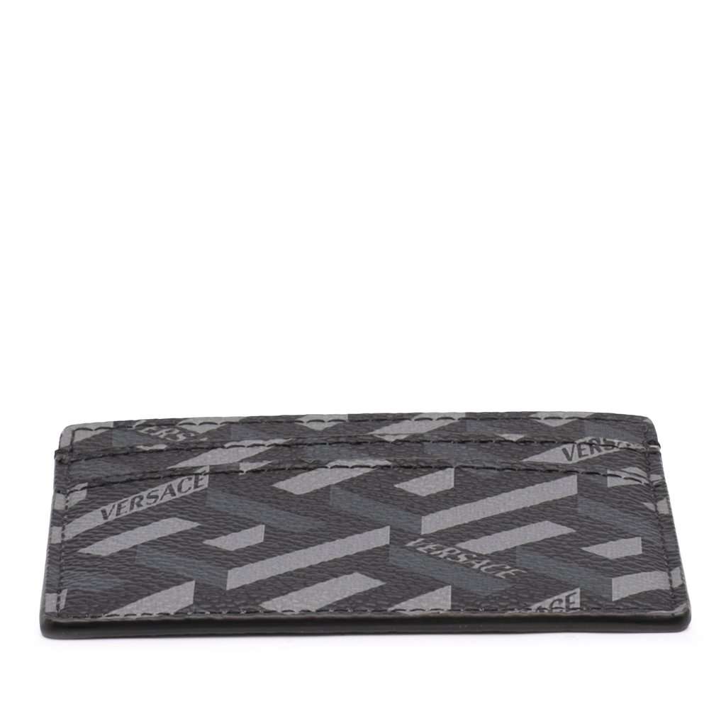 Versace La Greca Coated Canvas Card Holder Black Leather Very good - Inside View