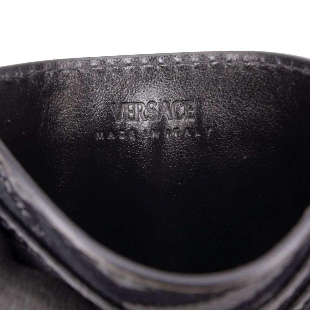 Versace La Greca Coated Canvas Card Holder Black Leather Very good - Box View
