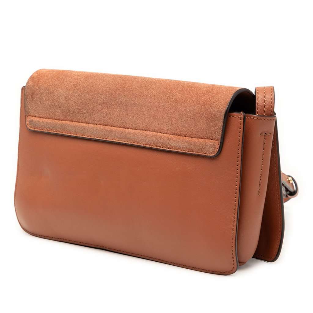 Chloé Small Suede and Calfskin Faye Crossbody Brown Leather Very good - Back View