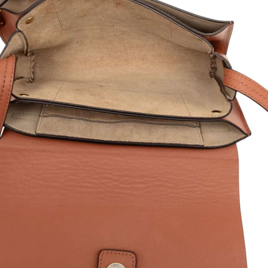 Chloé Small Suede and Calfskin Faye Crossbody Brown Leather Very good - Model View