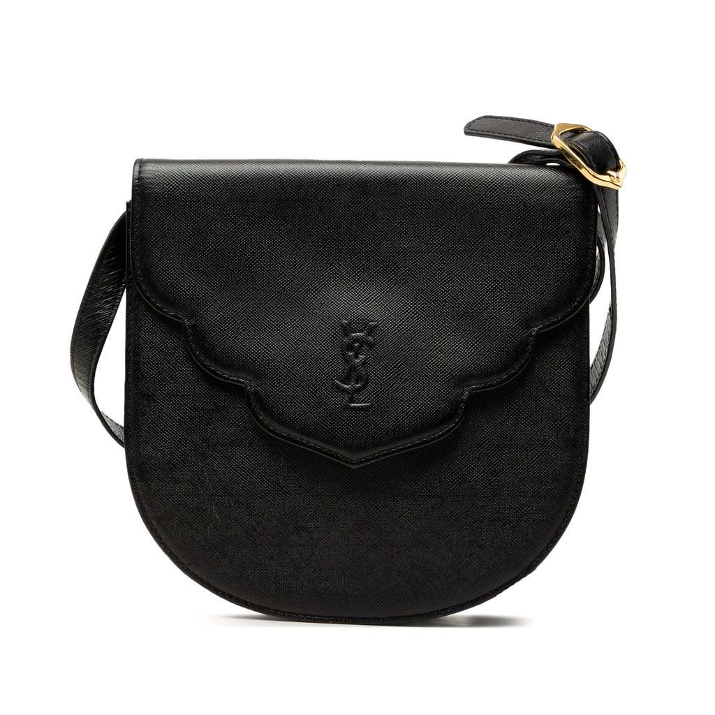 Saint Laurent Leather Shoulder Bag Black Leather Good - Front View