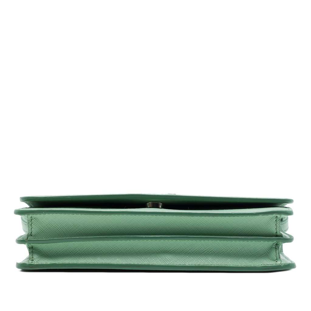 Prada Saffiano Wallet on Strap Green Leather Very good - Inside View