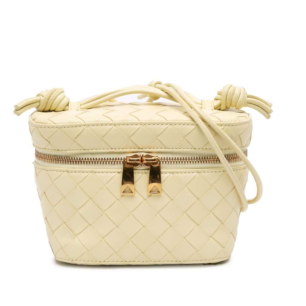 Bottega Veneta Mini Nappa Intrecciato Vanity Case Yellow Leather Very good - Front View